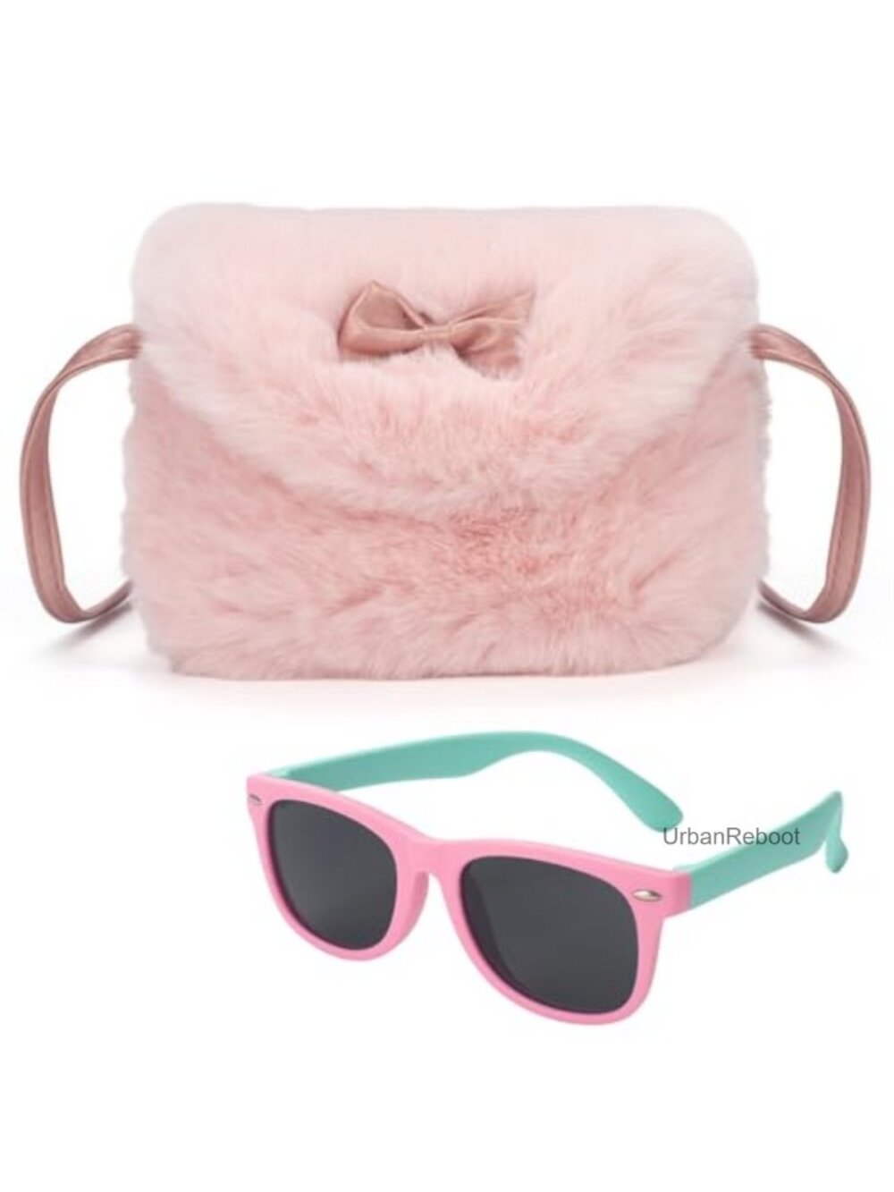 Toddler Purse Plush Handbag with Sunglasses Crossbody Mini Wallet for Girls